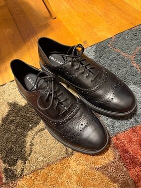EUC Cole Haan x Shoes for Crews Black Brogue Wingtip Oxfords NONSLIP size 10